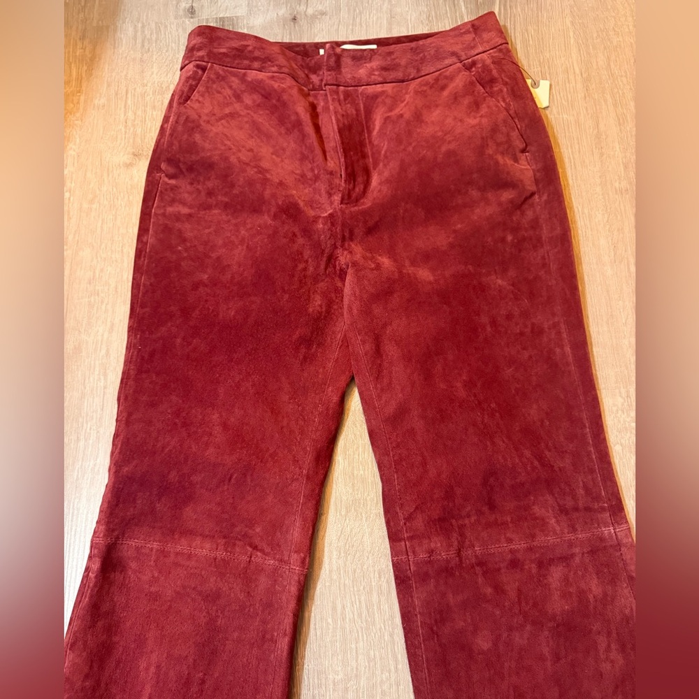 Anthropologie Burgundy Suede Flare Pants - NWT - Picture 7 of 13